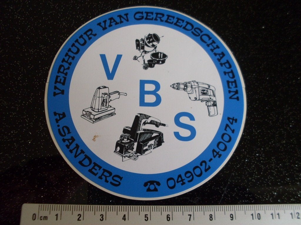 sticker VBS verhuur van gereedschappen A. Sanders, Verzenden, Zo goed als nieuw, Bedrijf of Vereniging
