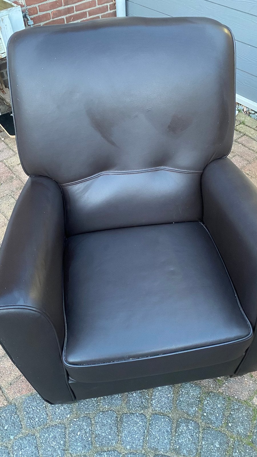 Een ziet zwart  leer stoel, Huis en Inrichting, Fauteuils, Ophalen, Zo goed als nieuw, Leer, 50 tot 75 cm