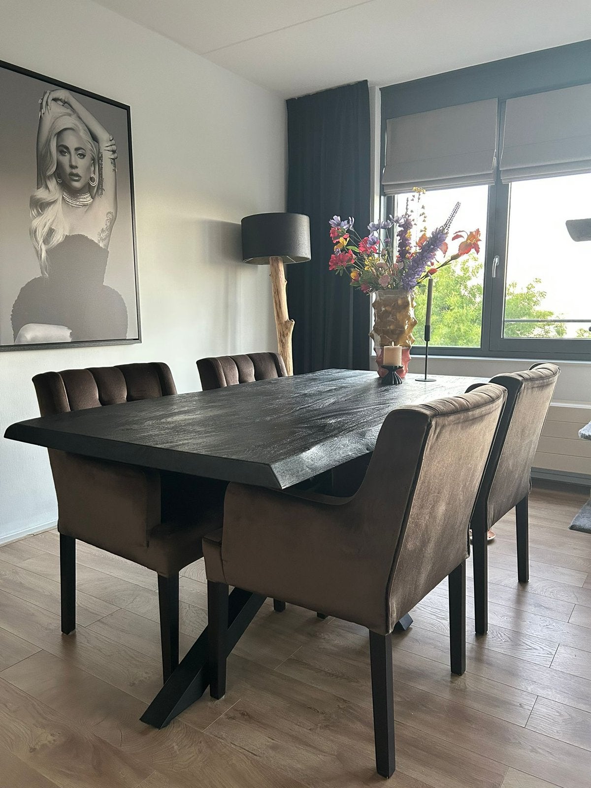 Eikenhouten Tafel Zwart 180cm x 95cm, Huis en Inrichting, Tafels | Eettafels, Ophalen, Eikenhout, 50 tot 100 cm, Zo goed als nieuw