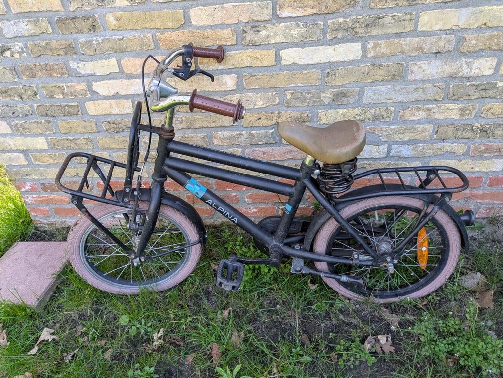 Alpina kinderfiets met voordrager, Fietsen en Brommers, Fietsen | Kinderfietsjes, Ophalen, Gebruikt, Minder dan 16 inch