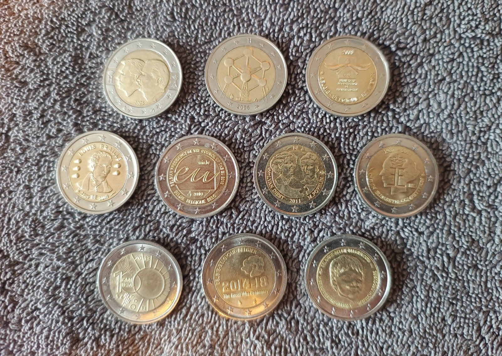 10 herdenkingsmunten België, Ophalen of Verzenden, België, 2 euro