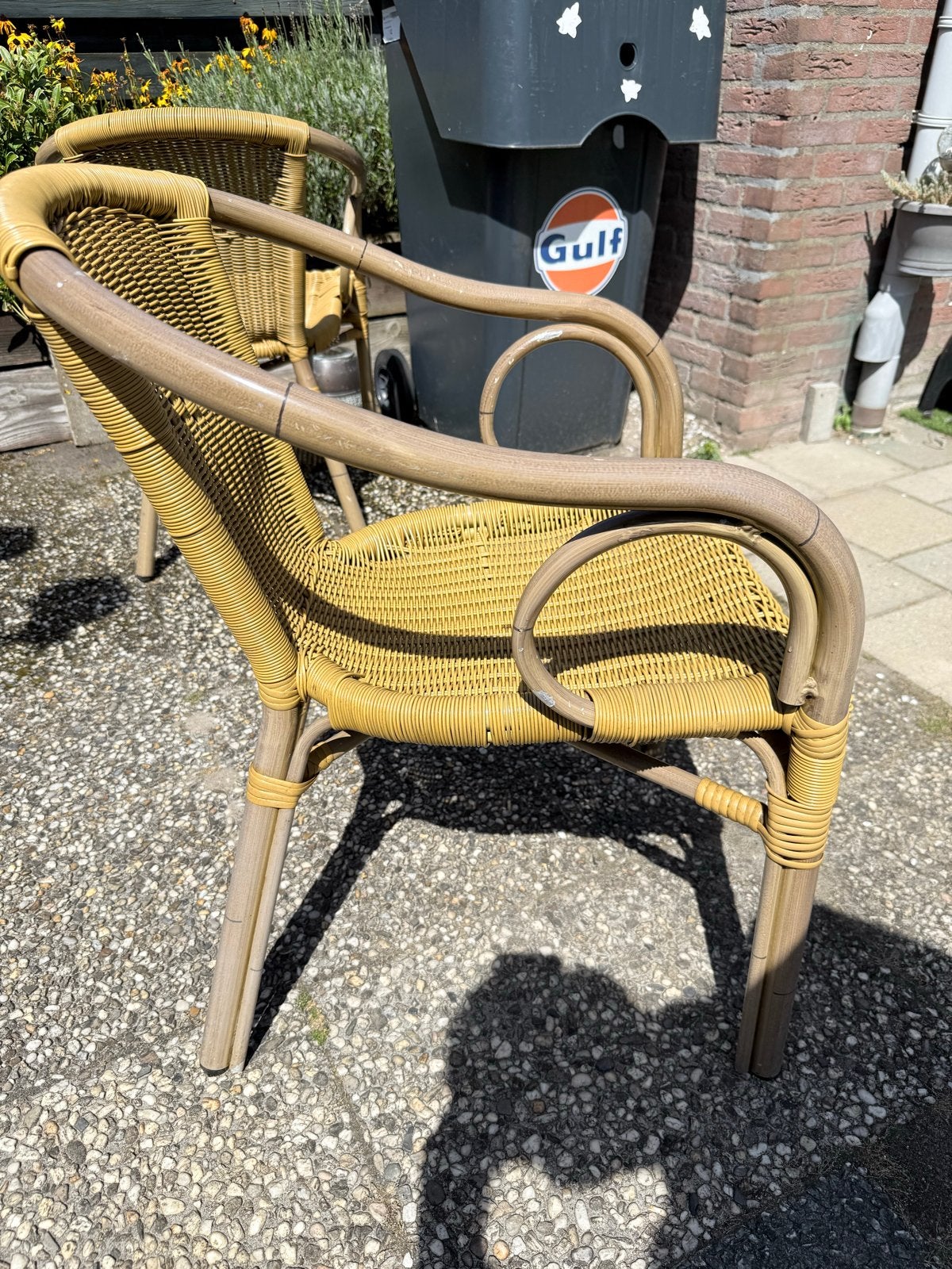 4 x (Kunsstof) Rotan tuinstoel, Ophalen, Gebruikt, Rotan