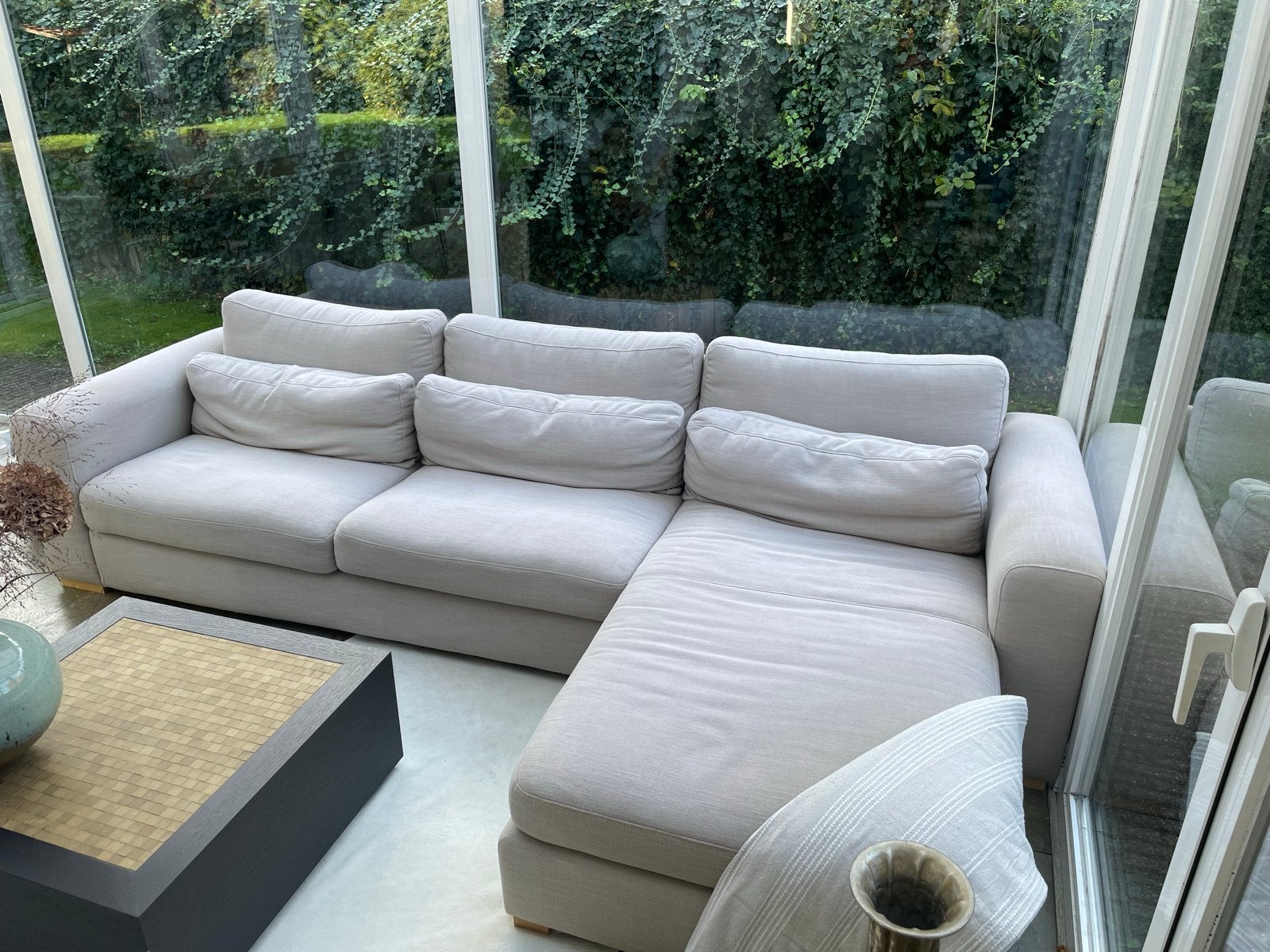 Montel bank met chaise longue - 310 cm breed, Ophalen, Gebruikt, 300 cm of meer, Vierpersoons of meer