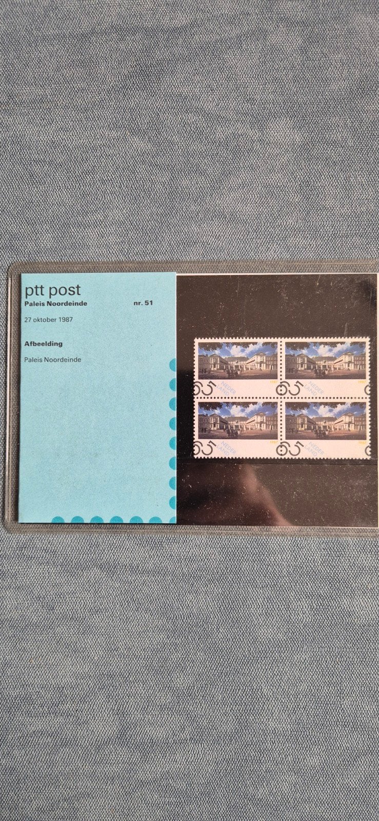 Postzegelvel Paleis Noordeinde - 27 oktober 1987, Ophalen of Verzenden, Na 1940, Postfris