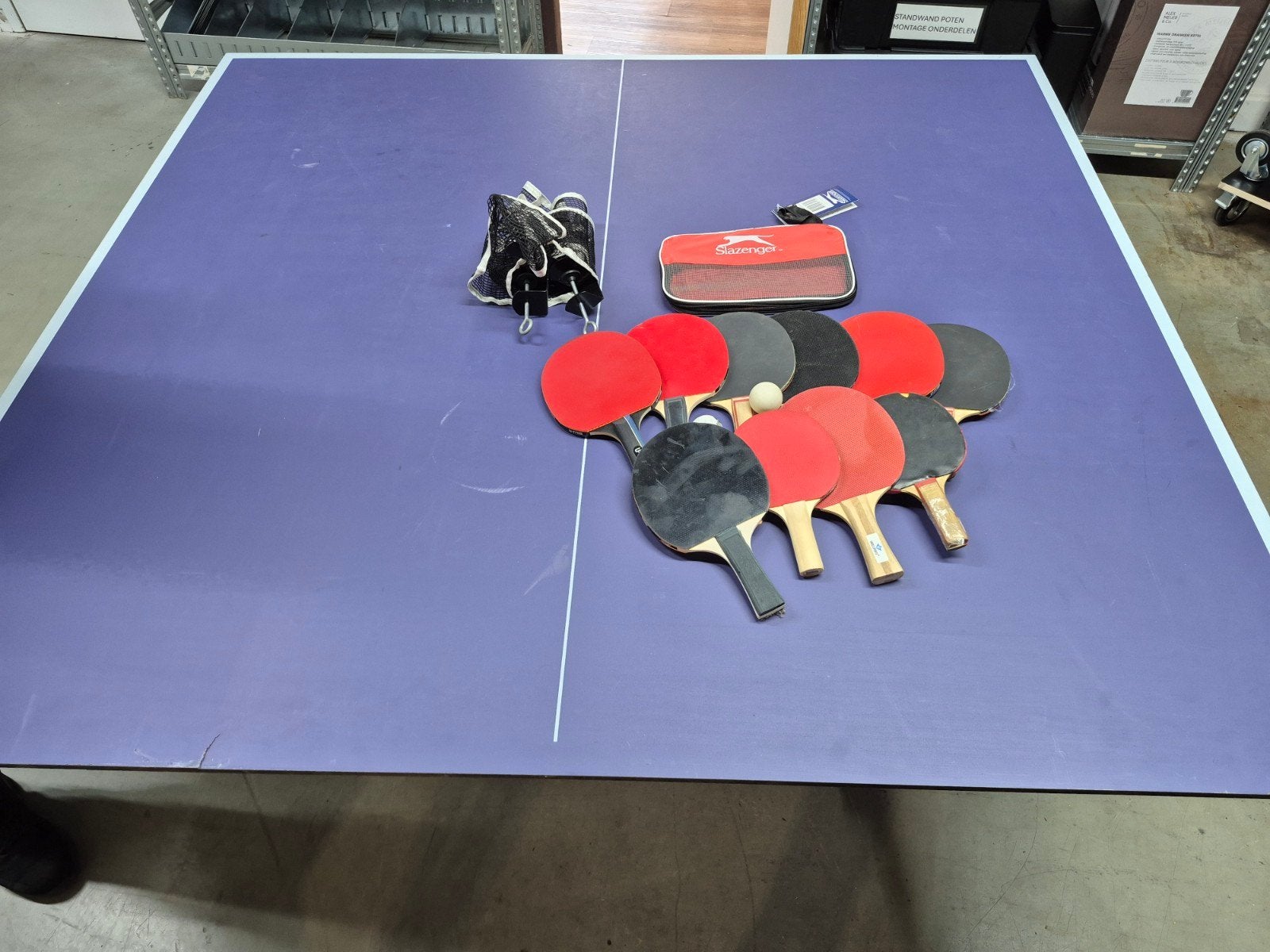 Tafeltennistafel met batjes en net - Gebruikt. Ophalen., Ophalen, Gebruikt, Tafel Indoor, Inklapbaar
