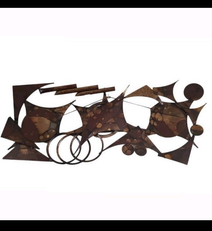 vintage deens brutalist Henrik Horst sculptuur, Antiek en Kunst, Ophalen, Handgemaakt, Wanddecoratie, Metaal