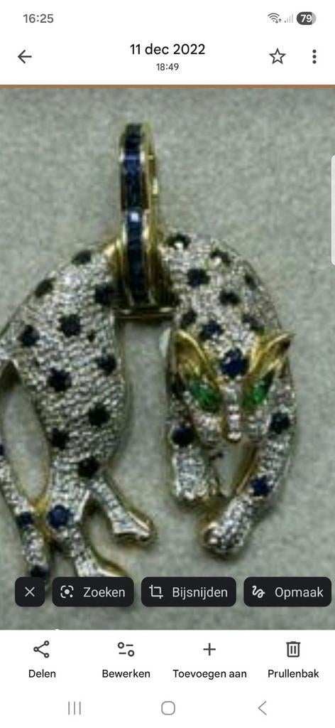 18 krt panter hanger met edelstenen, Ophalen of Verzenden, Zo goed als nieuw, Goud, Goud