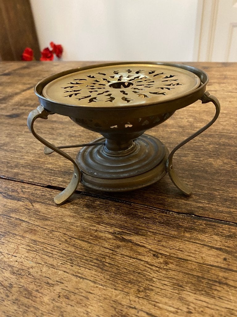 Antiek, brocante theelichtje geel/koper messing, Antiek en Kunst, Ophalen of Verzenden