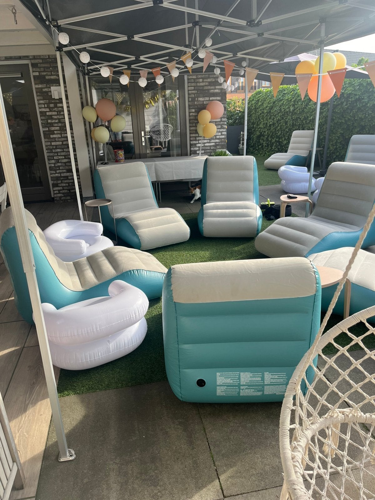 Tuinfeestje? Lounge stoelen te huur (opblaasbaar), Overige materialen, Zo goed als nieuw, Loungeset, Stoel