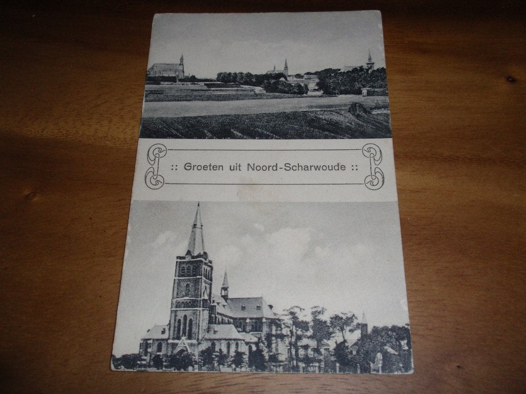 Noord Scharwoude 2 Luik oa Kerk  Noordscharwoude, Verzenden, 1920 tot 1940, Gelopen, Noord-Holland