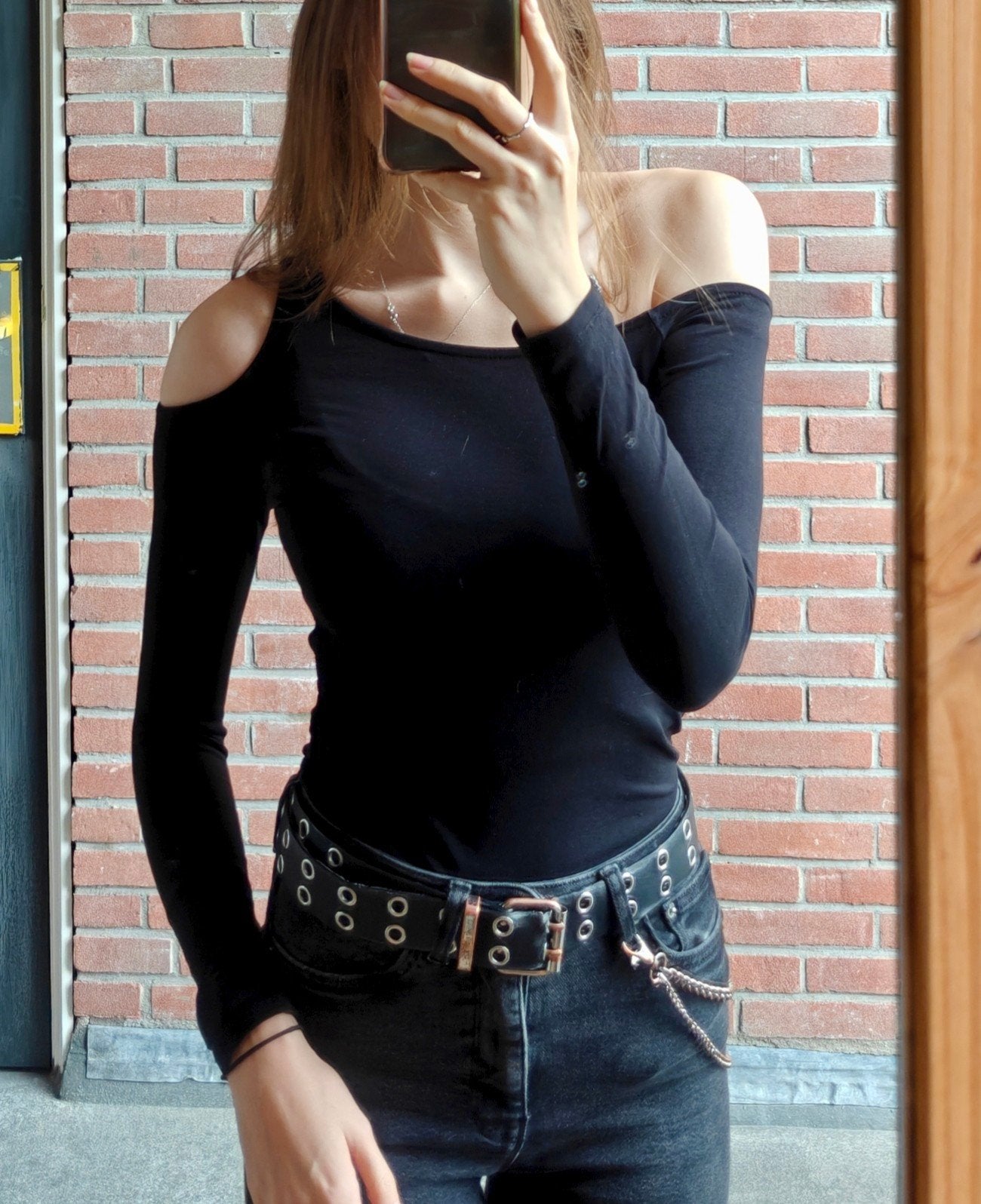 Amisu cut out top maat XS - als nieuw!, Kleding | Dames, Zwart, Nieuw, Ophalen of Verzenden, Lange mouw