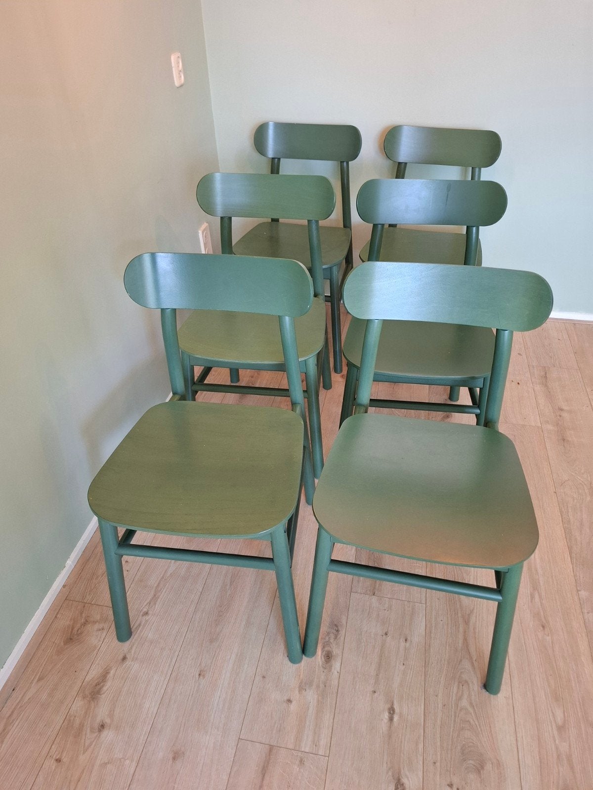 IKEA TEODORES Stoelen - Set van 6 in Groen, Kunststof, Gebruikt, Overige kleuren, Modern, Scandinavisch