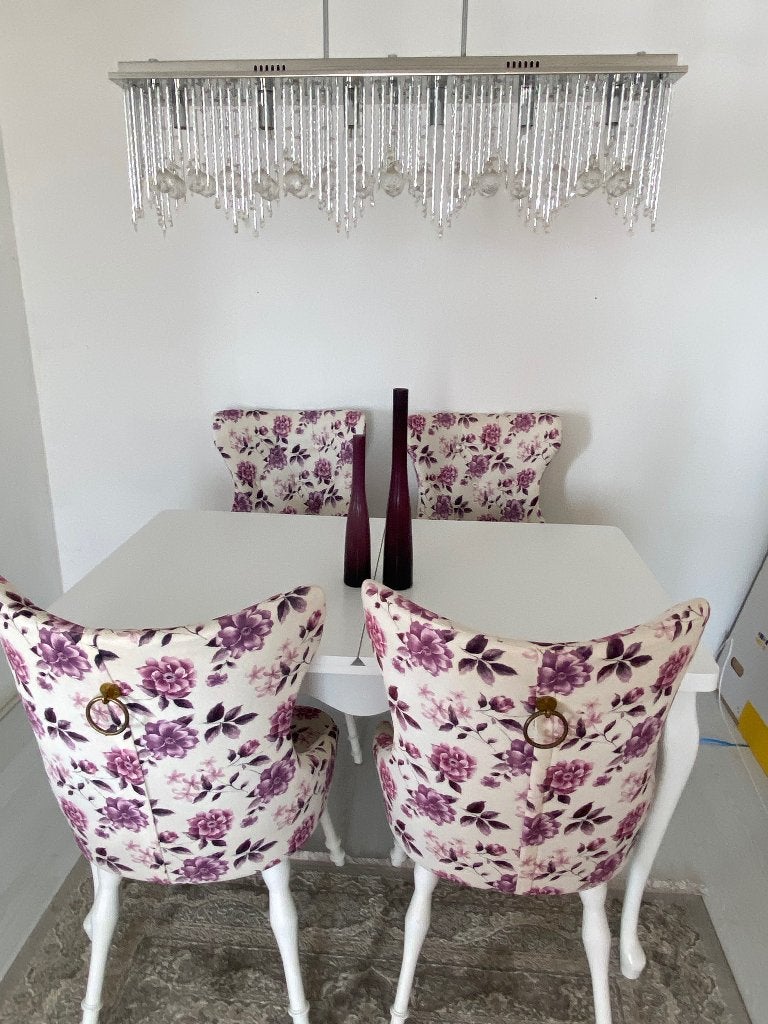 Eettafel met 4 stoelen, Huis en Inrichting, Ophalen, 100 tot 150 cm, Vierkant, Zo goed als nieuw