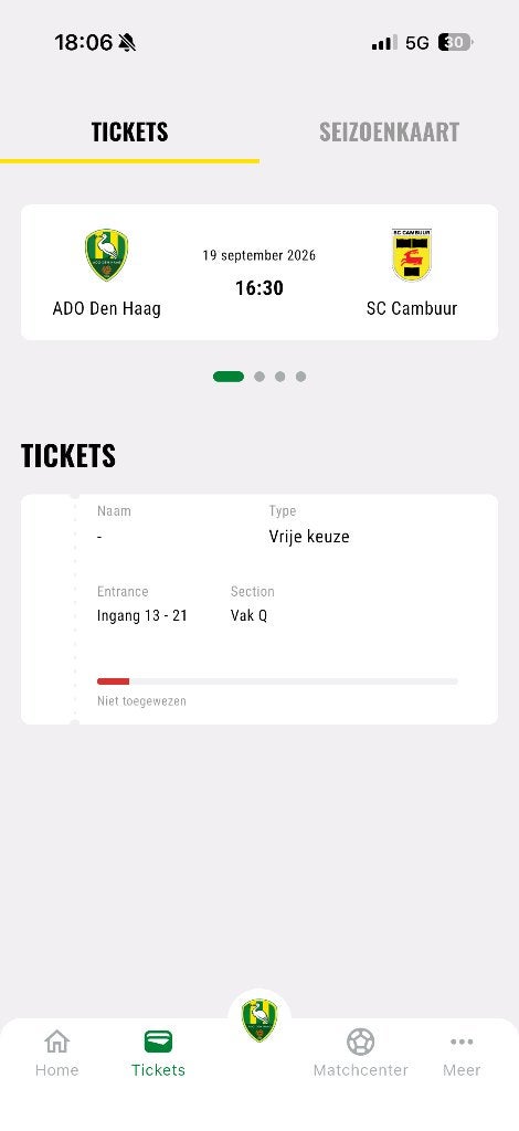 Ado cambuur 19 september vak Q, Losse kaart, Eén persoon, September