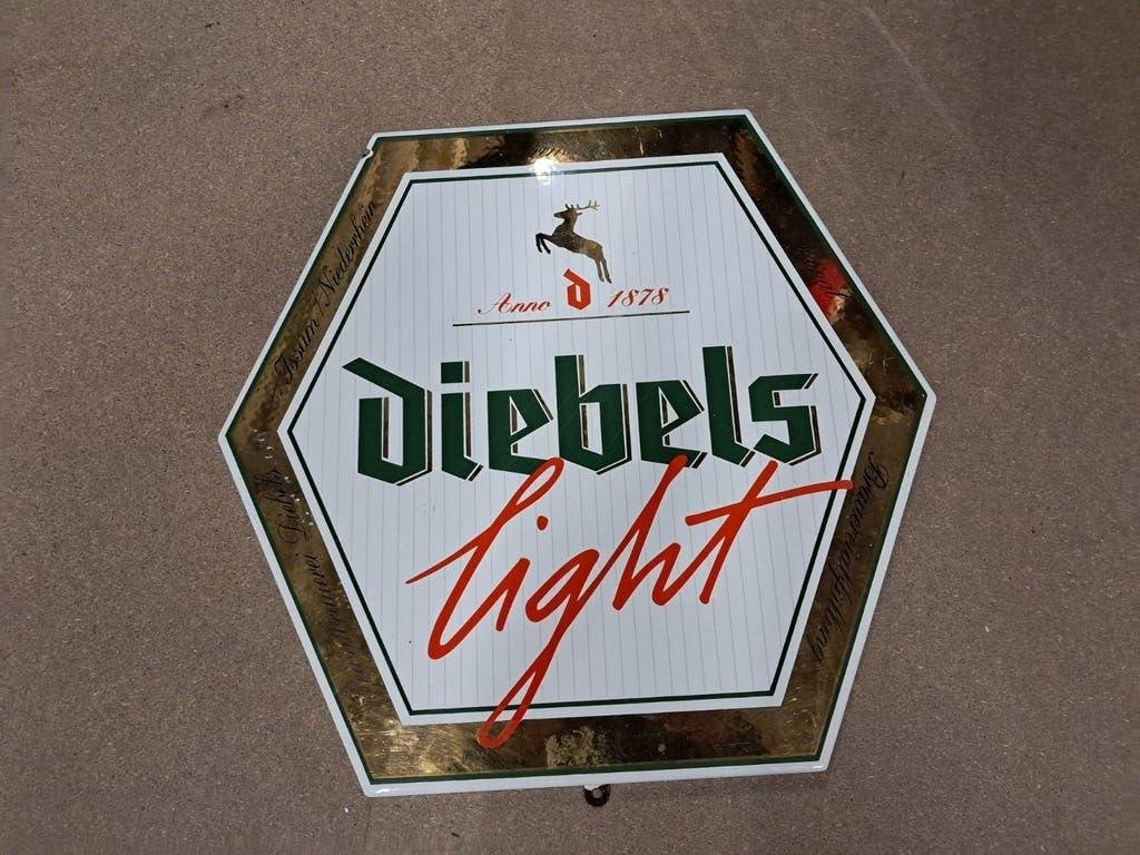 Emaille reclame bord Diebels light in gebruikte staat, Reclamebord, Eu, Gebruikt, Eu