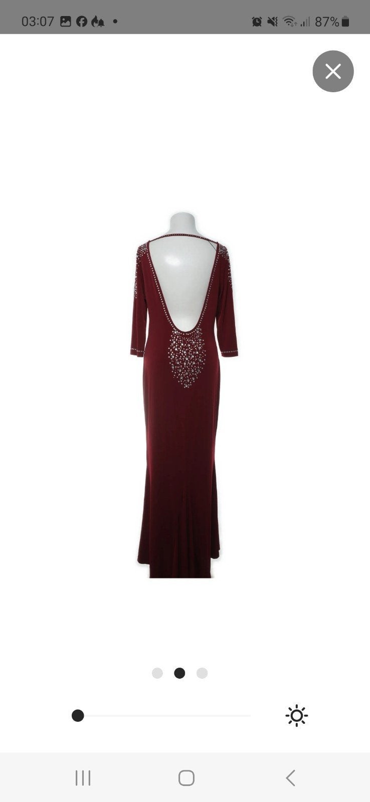 Elegante bordeauxrode galajurk met open rug en steentjes, Kleding | Dames, Gelegenheidskleding, Galajurk, Verzenden, Maat 42/44 (L)
