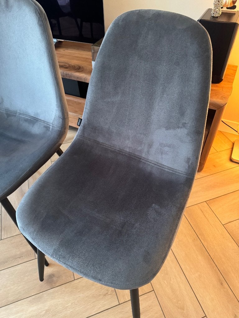 Eetkamerstoelen grijs velvet Soph & Tess Cordoba, Ophalen, Zo goed als nieuw, Grijs, Vijf, Zes of meer stoelen