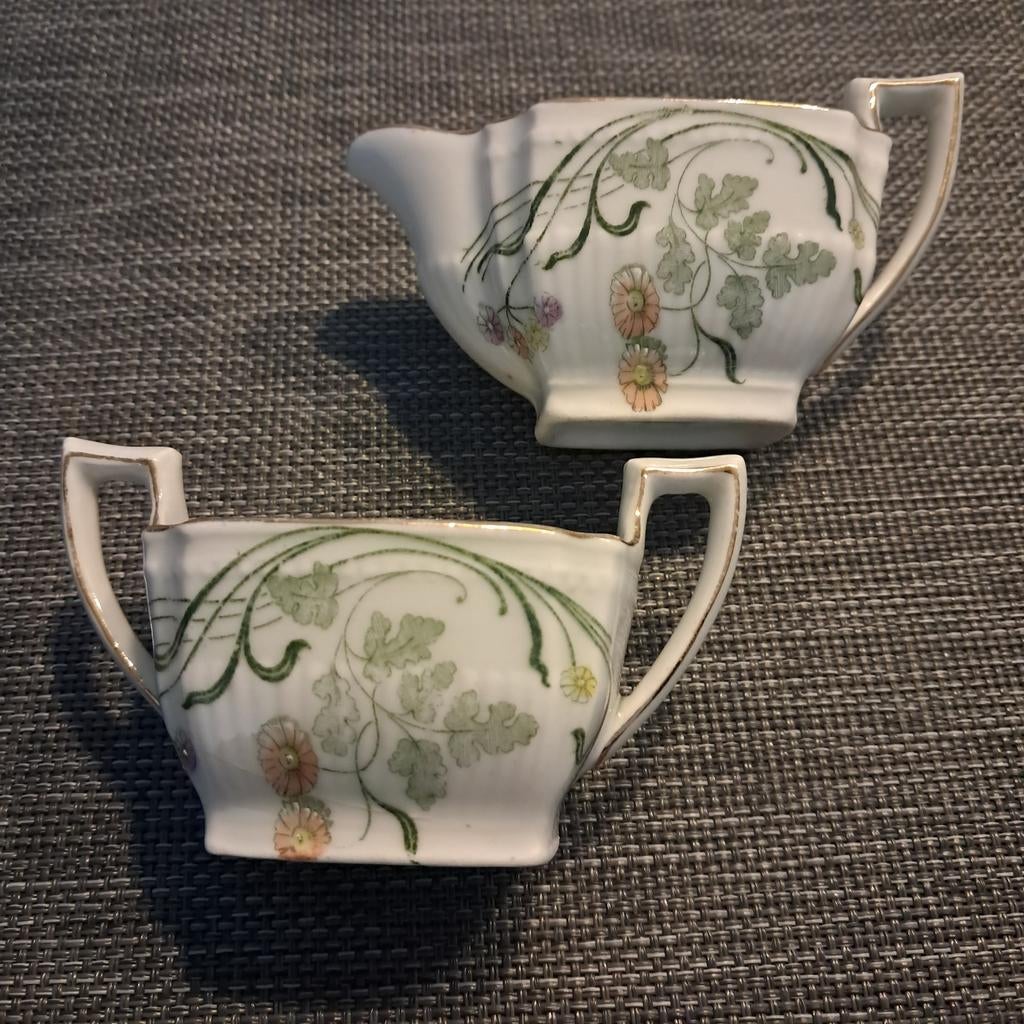 Jugendstil roomkannetje en suikerpotje, Antiek en Kunst, Ophalen of Verzenden