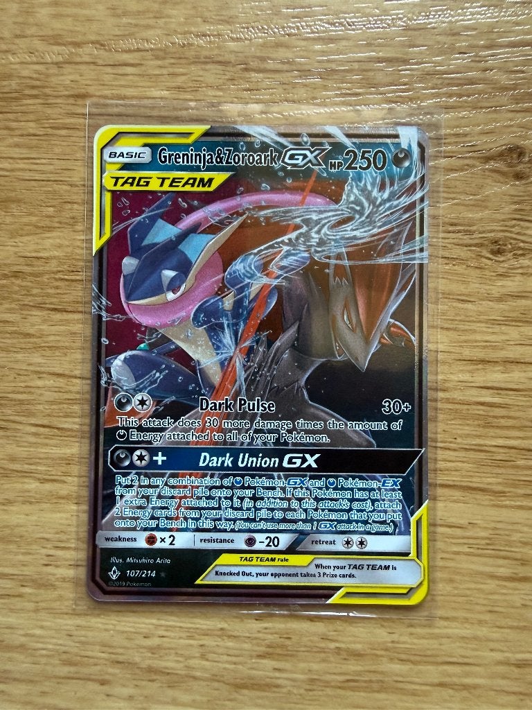 Greninja & Zoroark GX (UNB 107/214) Pokémon, Ophalen of Verzenden, Zo goed als nieuw, Losse kaart