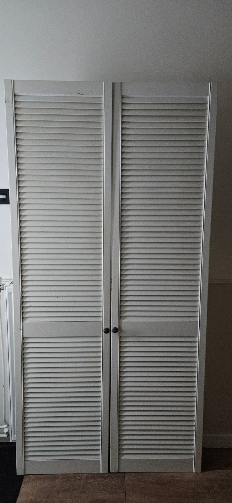 Witte Louvre Deuren - Set van 2, Doe-het-zelf en Verbouw, Ophalen, Gebruikt, 80 tot 100 cm, Binnendeur