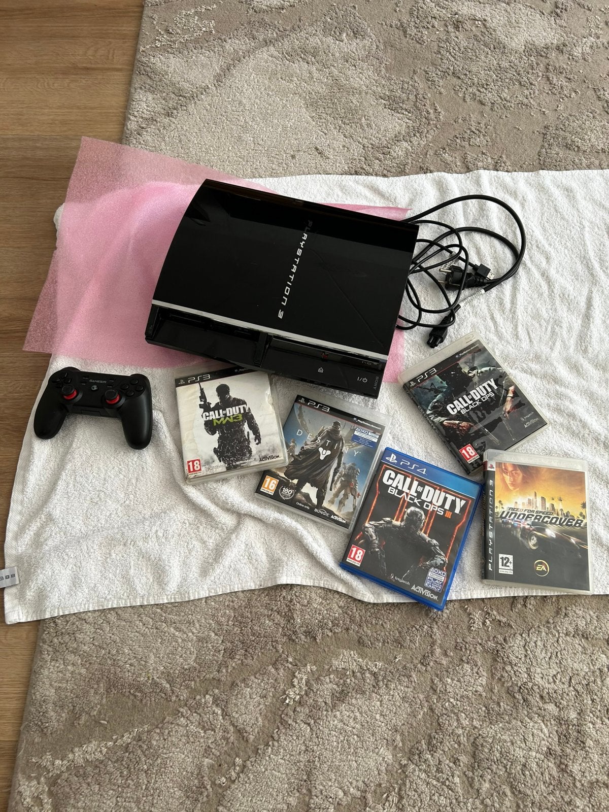 PlayStation 3 phat model cechc04  met 5 spellen, Spelcomputers en Games, Gebruikt, Phat, Met 1 controller, 80 GB