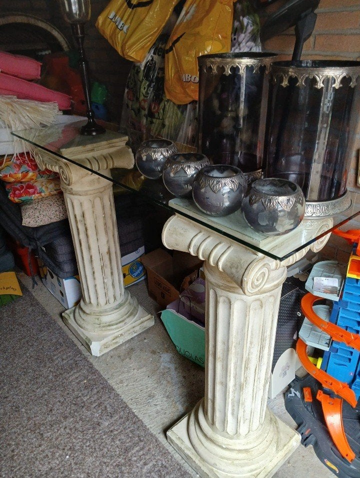 Decoratieve zuilen met glasplaat - Klassieke stijl, Ophalen, Gebruikt