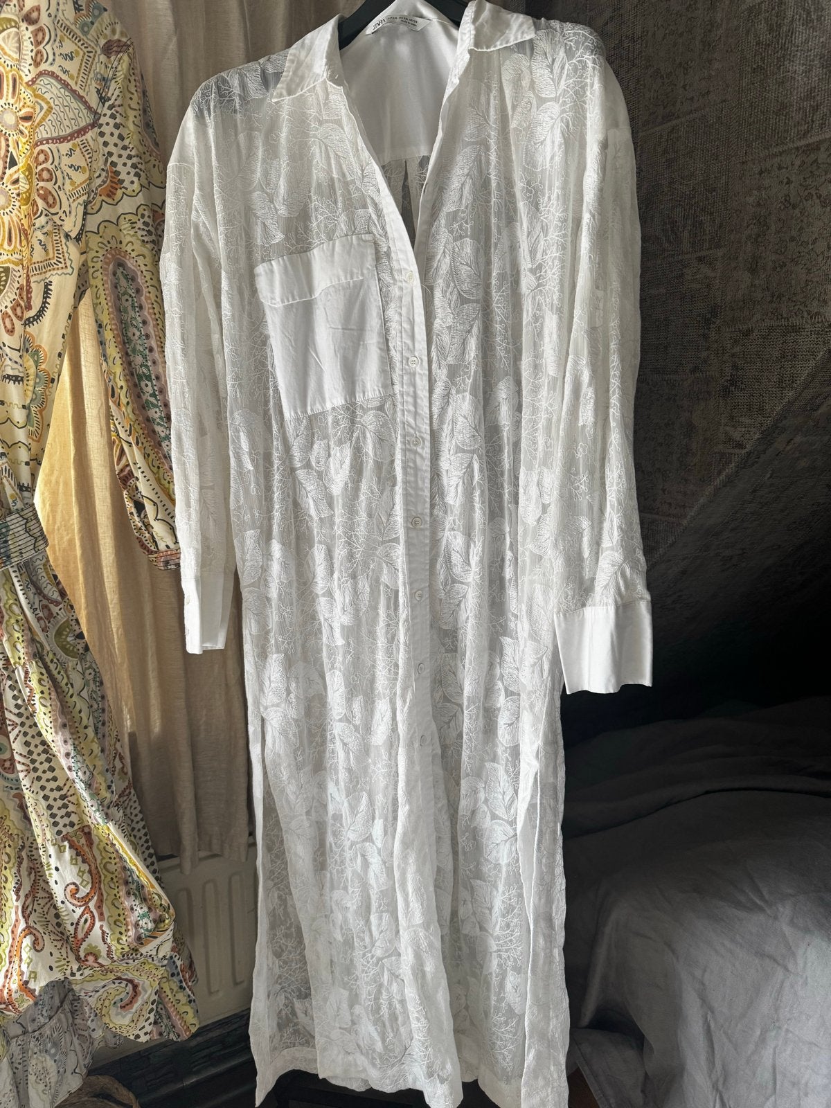 Zara Witte  Maxi Jurk Blouse - Maat XXL, Kleding | Dames, Jurken, Wit, Maat 46/48 (XL) of groter, Ophalen of Verzenden, Zo goed als nieuw