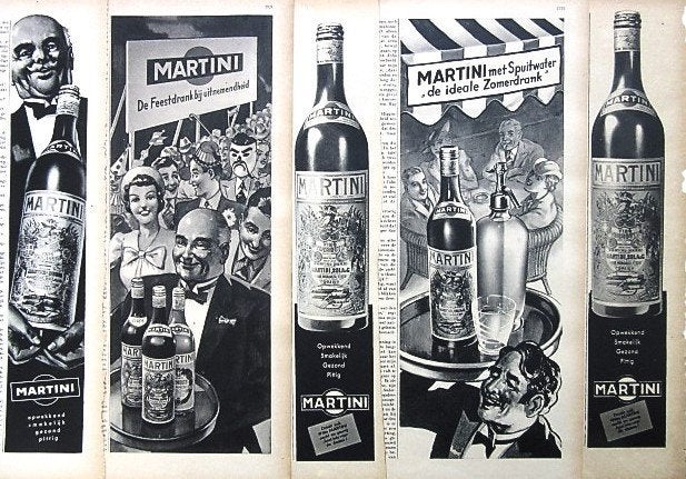 42 vintage advertenties reclames Martini drank 1937-66, Verzamelen, Merken en Reclamevoorwerpen, Ophalen of Verzenden, Gebruikt