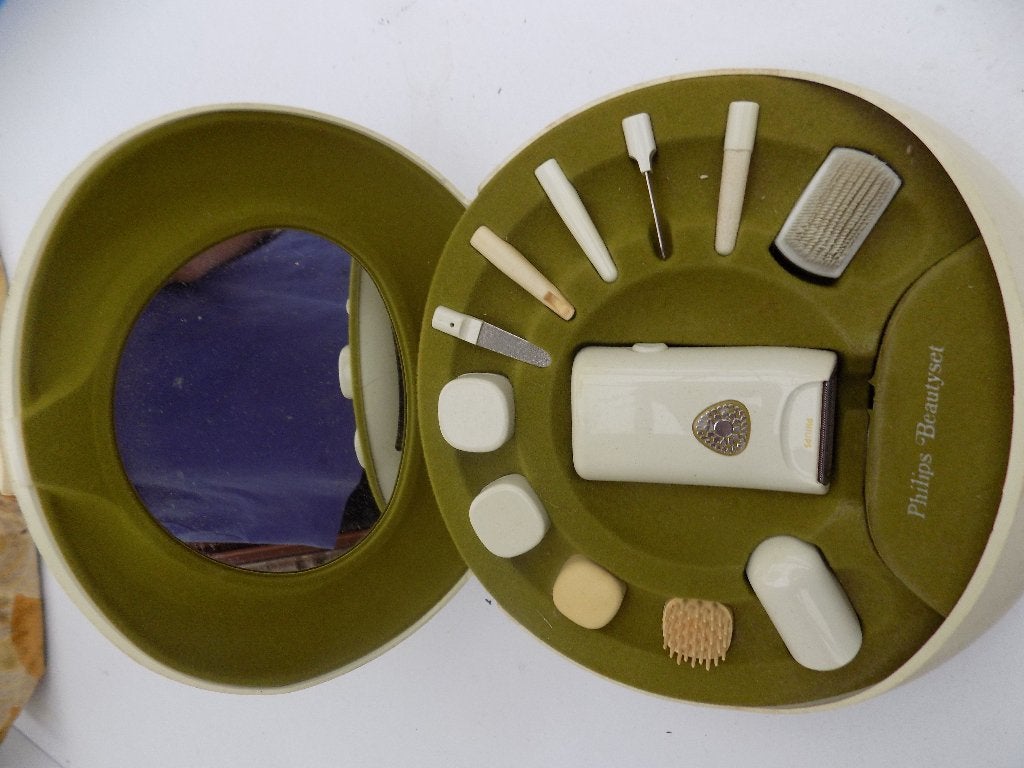 Vintage jaren 70 beauty set in originele koffer met spiegel, Ophalen of Verzenden, Gebruikt
