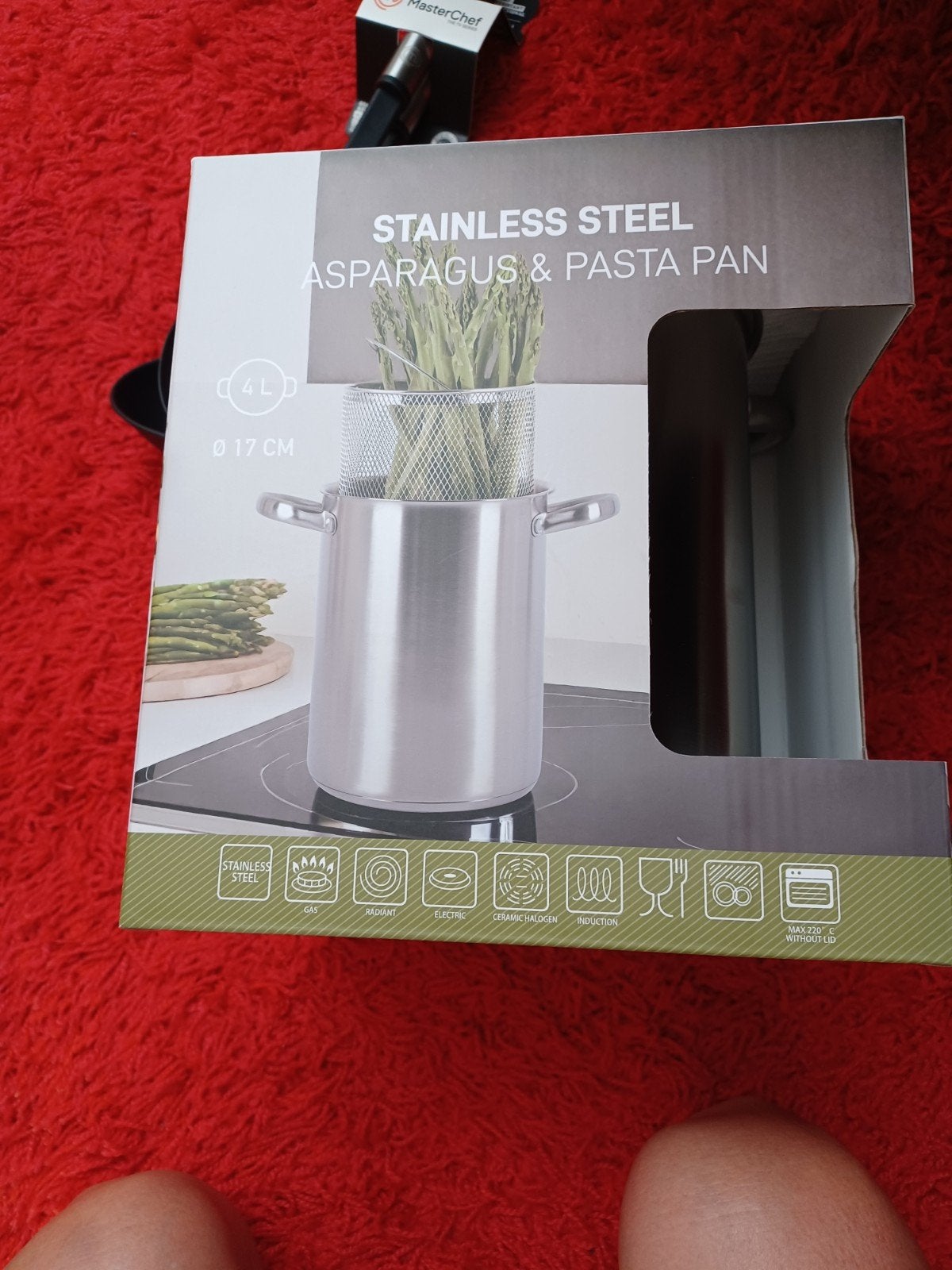 RVS Asperge- en Pastapan - 4L, Ø 17 cm, Met deksel, Nieuw, Ophalen of Verzenden, Rvs
