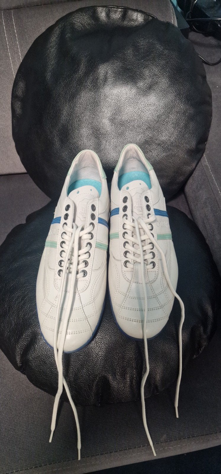 Witte Cycler de Luxe sneakers met blauwe en mintgroene strep, Cycler de Luxe, Wit, Nieuw, Ophalen of Verzenden