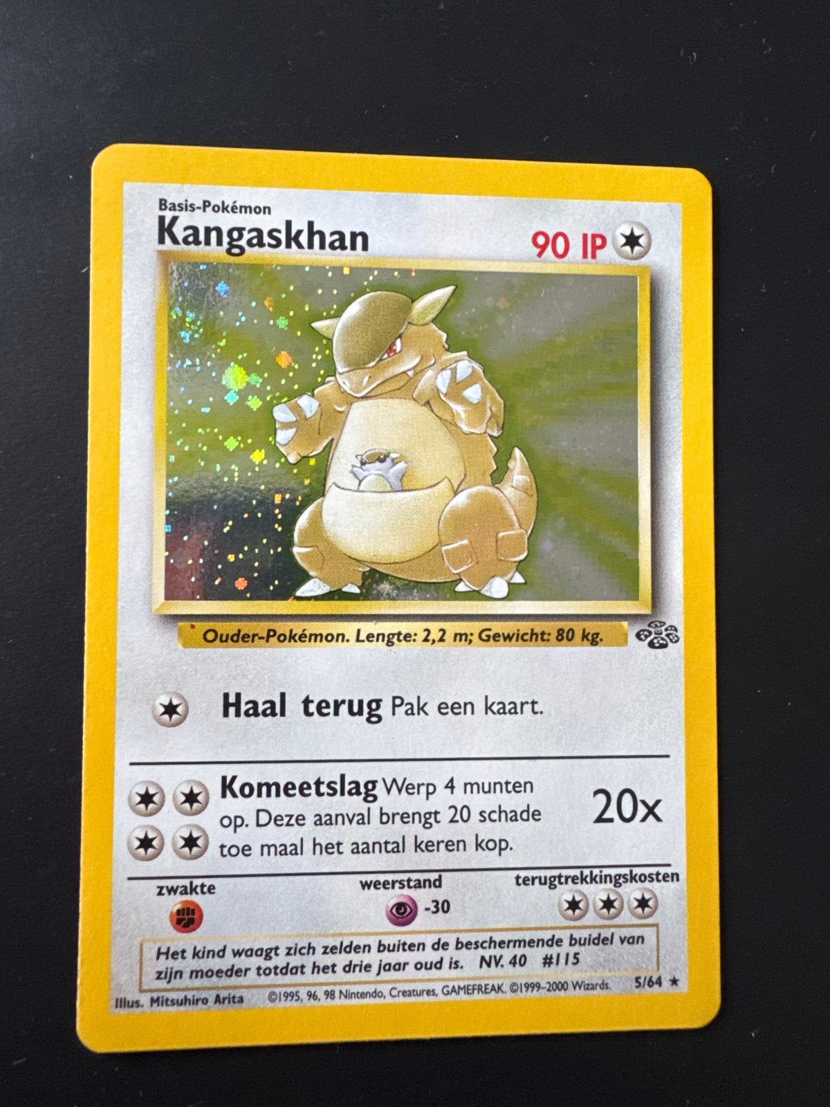 Kangaskhan Pokémon Kaart (Holo) - Jungle Set 5/64, Ophalen, Zo goed als nieuw, Losse kaart, Foil