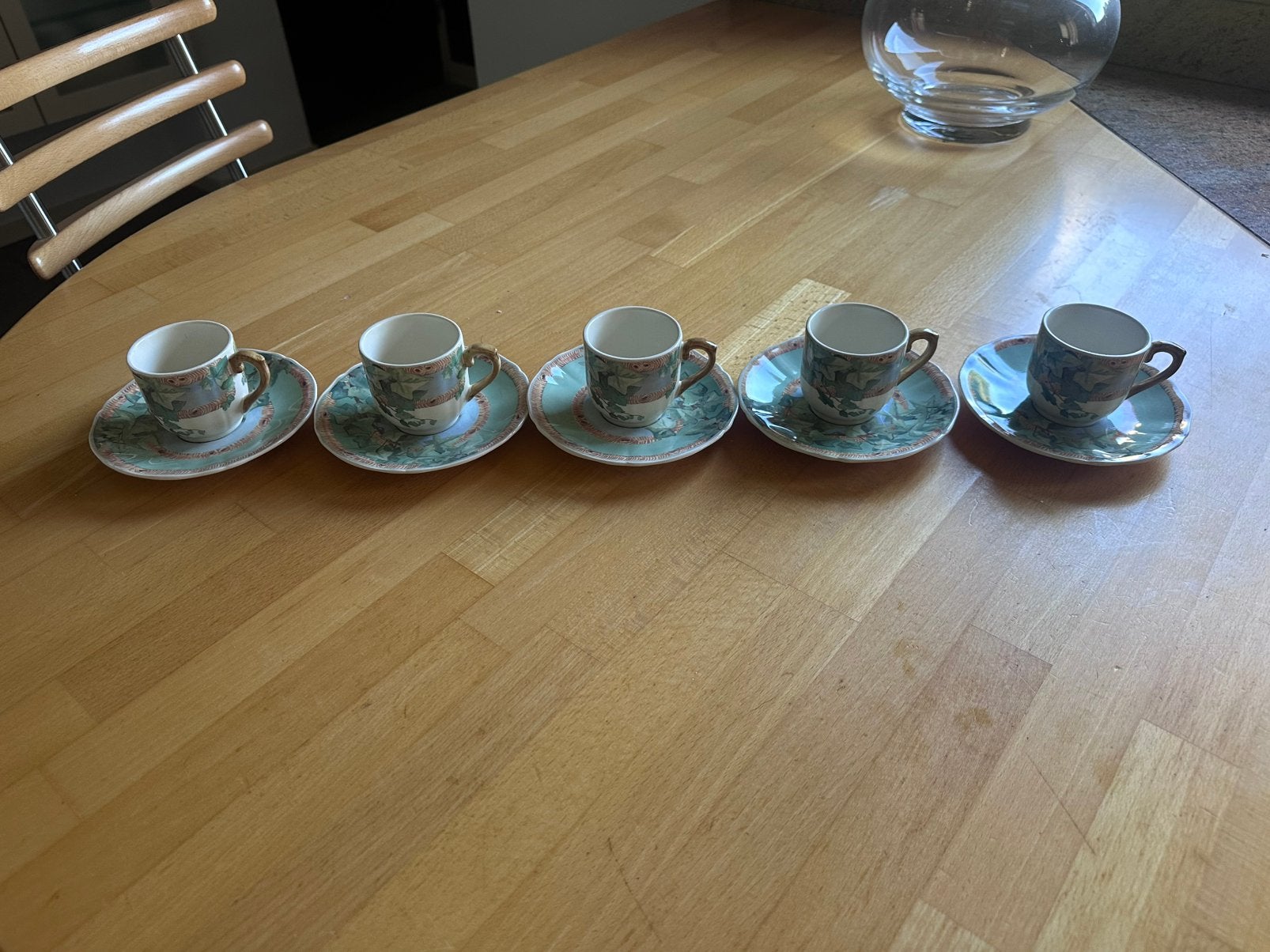 Gien France LeLliere 5 kopjes 5 schoteltjes perfecte staat, Ophalen of Verzenden