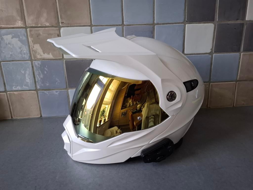 Scorpion ADX-1 systeemhelm pearl white incl. Cardo 4X!!, Motoren, Overige merken, Systeemhelm, Dames, Ophalen of Verzenden