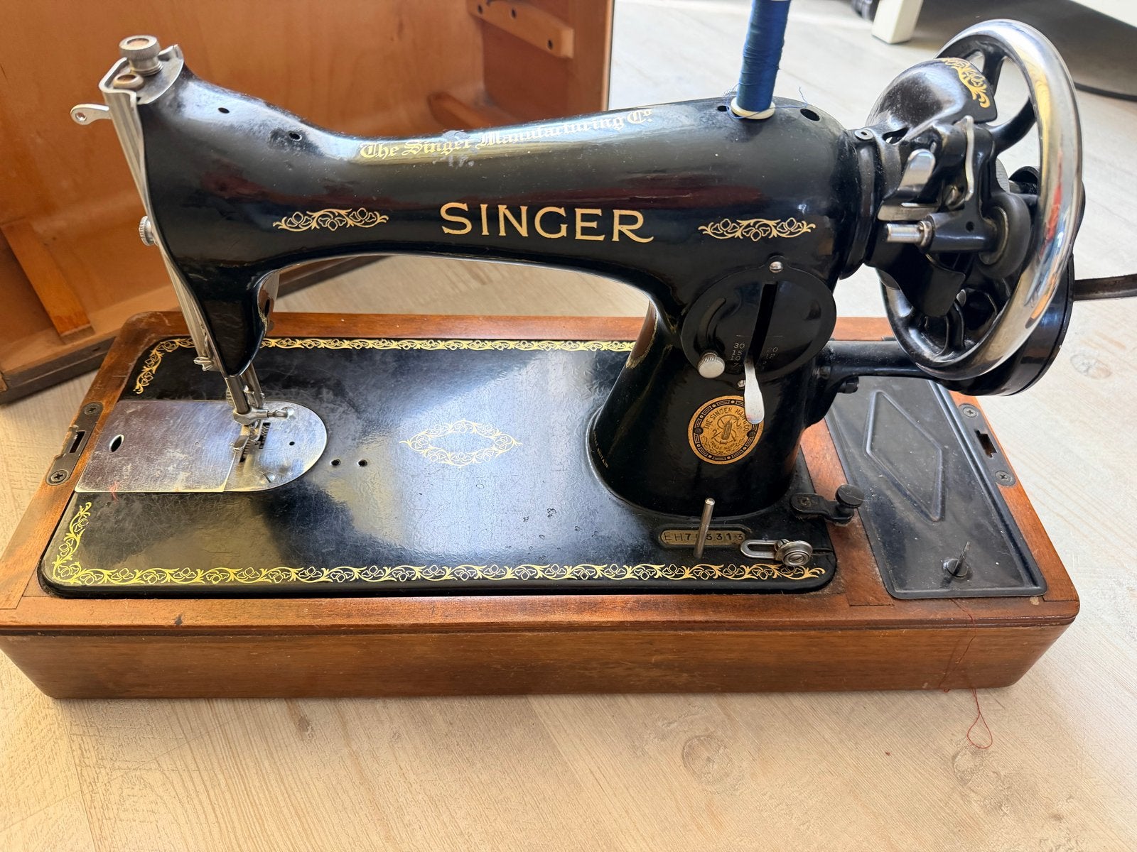 Antieke Singer Naaimachine met Koffer en Accessoires, Ophalen, Gebruikt, Naaimachine, Singer