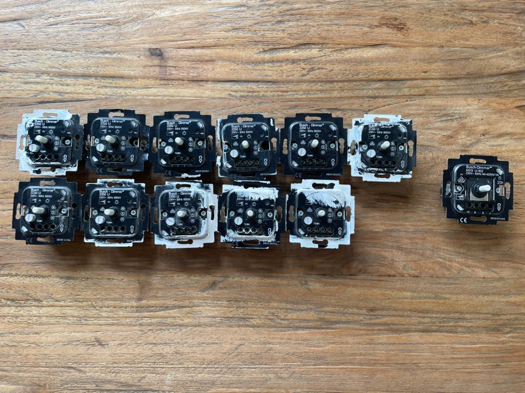 12x Busch-Jaeger dimmer 2250U / 6513 U-102 – werkend, Ophalen of Verzenden, Gebruikt, Schakelaar