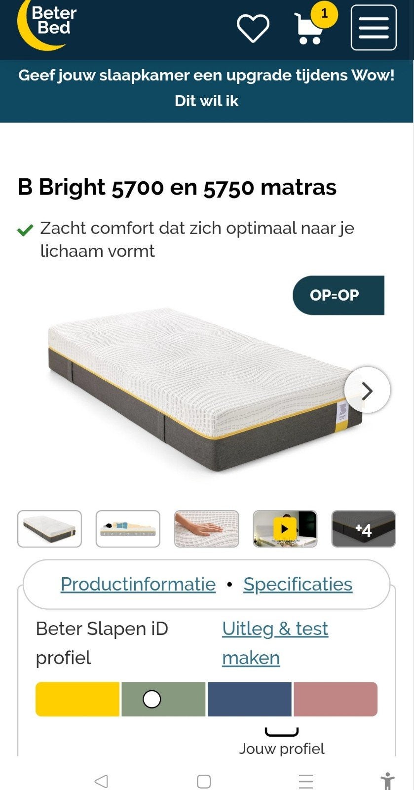gezocht: B Bright 5750 matras, Gebruikt, Tweepersoons, Ophalen of Verzenden, Matras