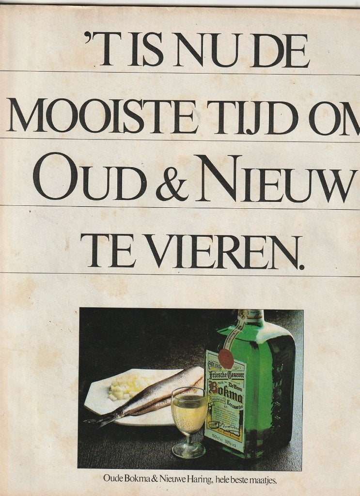 Retro reclame 1984 Bokma Leeuwarden & haring zijn maatjes, Verzenden, Overige typen