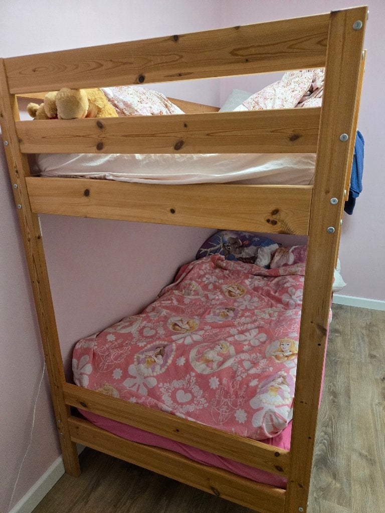 MYDAL Frame stapelbed, grenen, 90x200 cm, Huis en Inrichting, Ophalen, Gebruikt, 90 cm, Tweepersoons