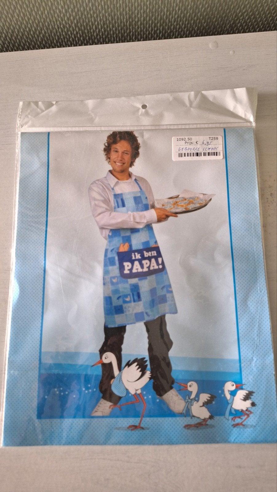 Geboorte schort zoon kraamcadeau baby, Ophalen of Verzenden, Nieuw, Kraamcadeau
