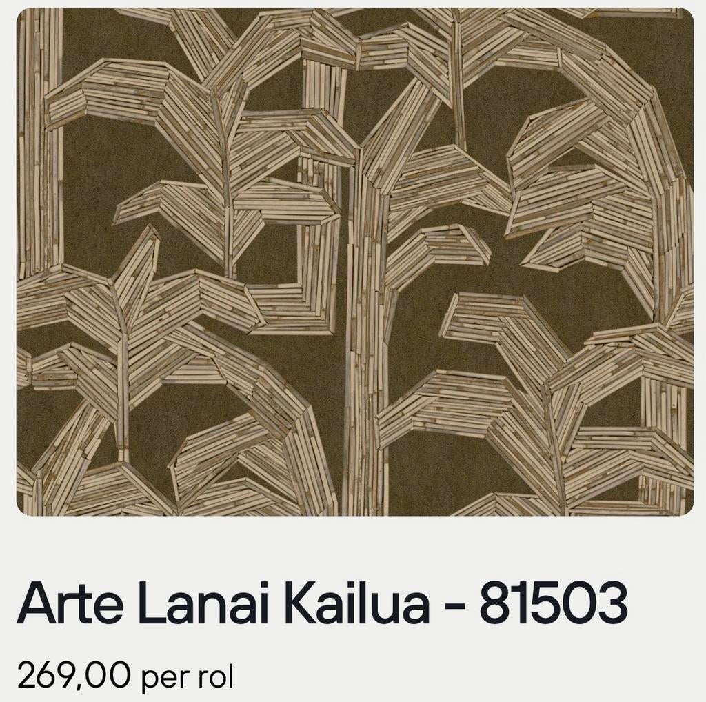Arte Lanai Kailua - 81503 behang - 4 rollen (prijs per rol), Ophalen, 50 tot 75 m², Bruin