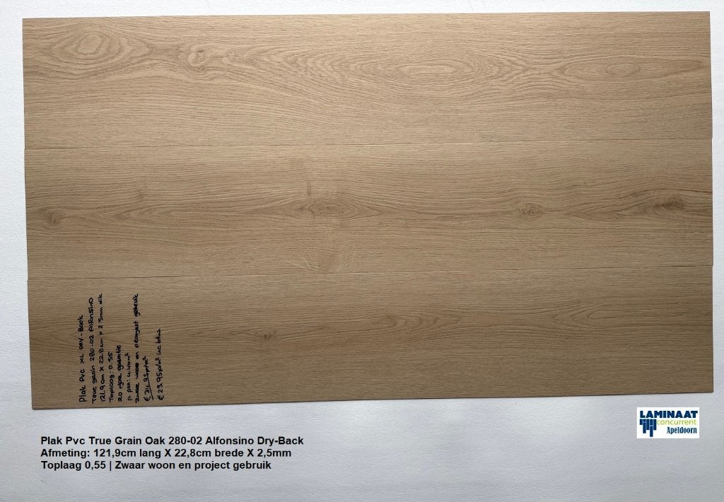 Plak Pvc Alfonsino Oak Zwaar woon gebruik toplaag 0,55, Beige, Nieuw, Ophalen of Verzenden, Plak Pvc Beige kleur Dry-Back