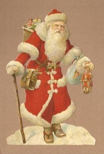 Kerstman met wandelstok poezieplaatjes 5138, Verzamelen, Ophalen of Verzenden
