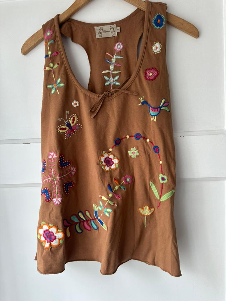 Nieuw bruin zomers Boho geborduurde tanktop hemdje Leyenda, Bruin, Maat 42/44 (L), Ophalen of Verzenden, Zo goed als nieuw