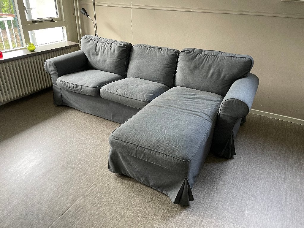Ektorp (IKEA) 3-zitsbank - chaise longue, Ophalen, Gebruikt, Donkergrijs, Driepersoons
