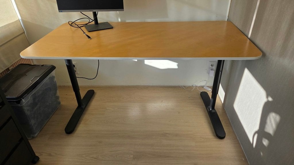 IKEA BEKANT bureau berkenfineer / zwart, Ophalen, Gebruikt, Scandinavisch, IKEA