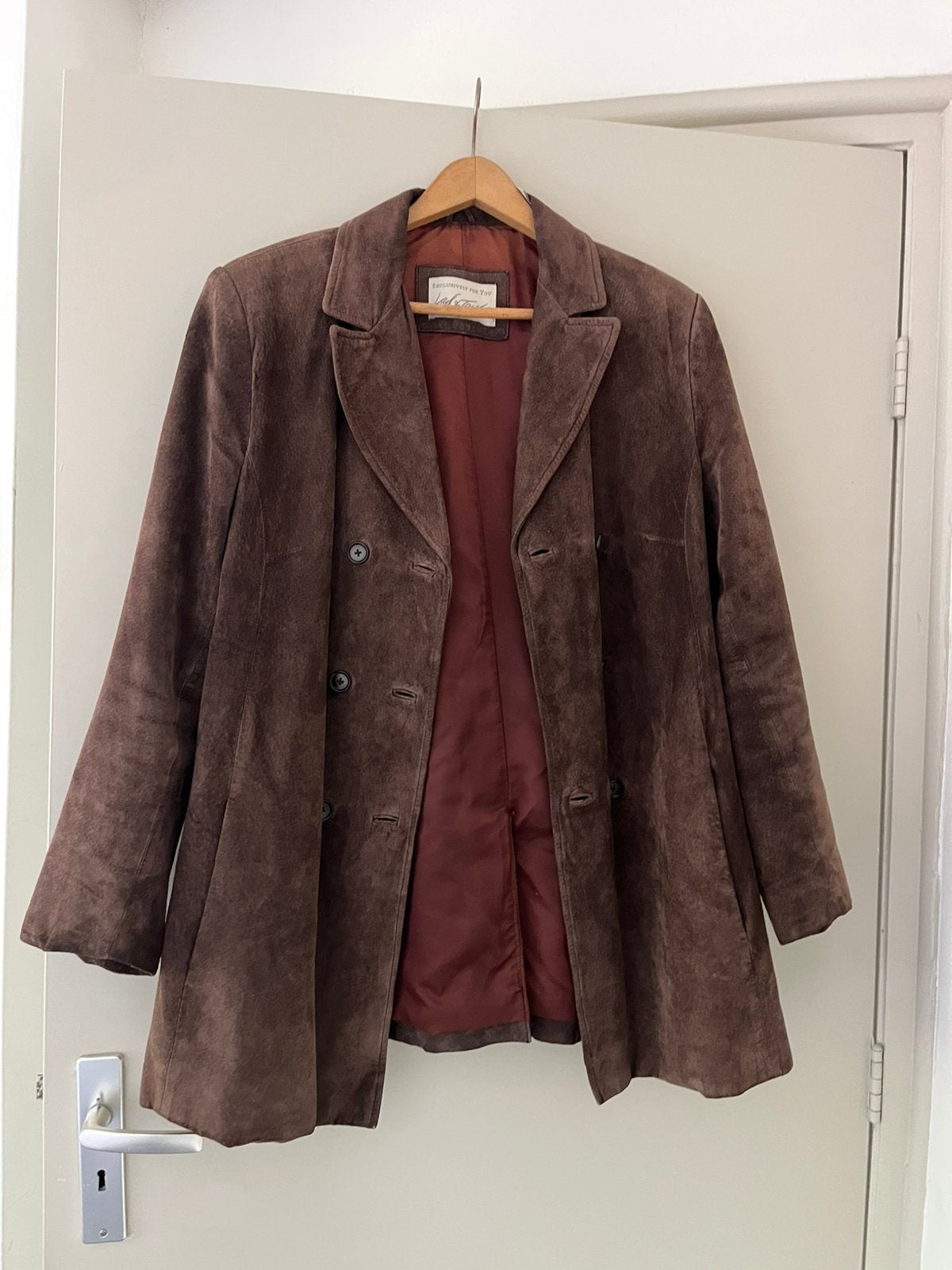 Vintage suède dames jas van Lord & Taylor maat L, Bruin, Maat 42/44 (L), Ophalen of Verzenden, Jasje