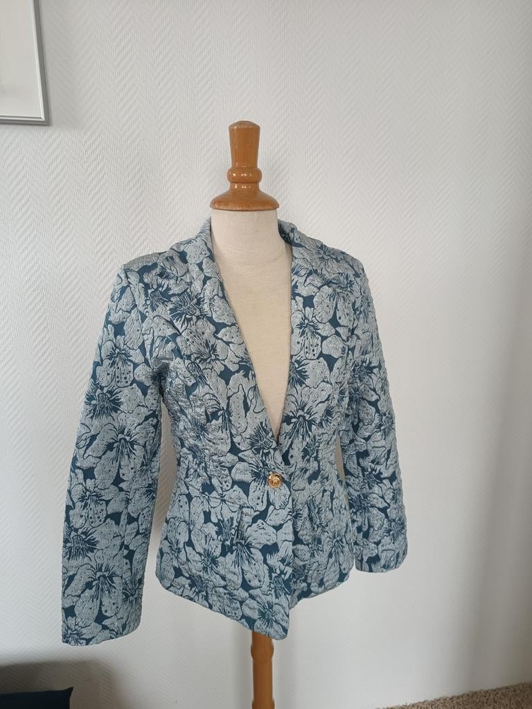 Blazer jasje met kraag-revair steekzakken turquoise, Ophalen of Verzenden, Nieuw, Maat 38/40 (M), Blauw