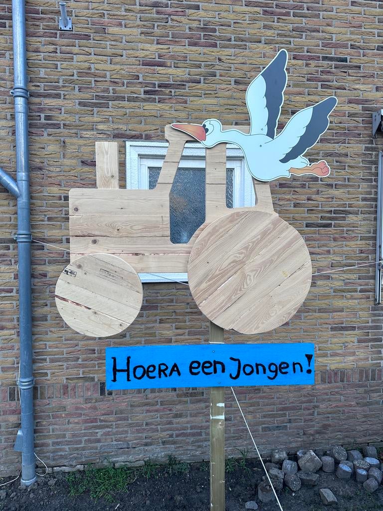 Geboortebord Jongen Tractor, Kinderen en Baby's, Kraamcadeaus en Geboorteborden, Ophalen, Gebruikt, Geboortebord