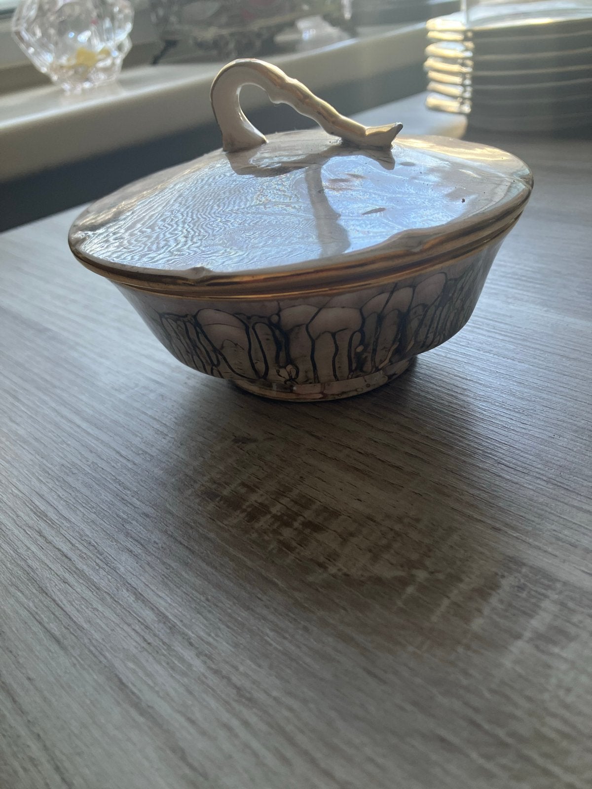Vintage suikerpot met gouden accenten, Ophalen of Verzenden